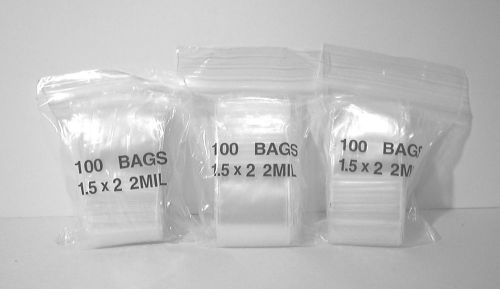 300  1 1/2&#034; x 2.0&#034;  Clear Zip Lock Storage Bags Strong 2 Mil thick  Gems Beads