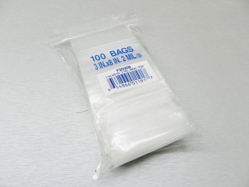 3x8 ziplock bags reclosable clear 2mil poly bag 3&#034; x 8&#034; zip lock baggies 100 pcs for sale