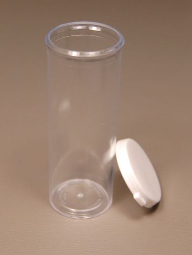 Lot of 100  clear polystyrene storage vials 1-1/8&#034; dia 3-1/4&#034; tall, 15 dram size for sale