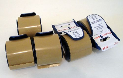 5pc Lot USPS Ready Post Tan Packaging Tape Dispencers 1.88&#034; x 22.2y NEW