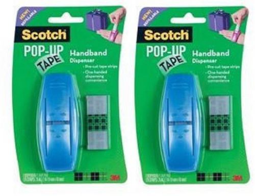 2 Scotch Pop-Up Tape BLUE Handband Dispensers w/6 Refill Pads (450 strips)