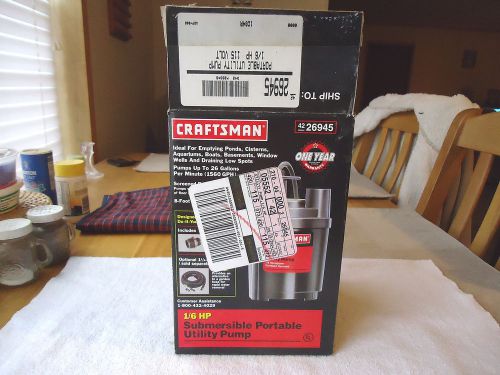 Craftsman 1/6 H P Submersible Portable Utility Pump &#034; AWESOME ITEM &#034;