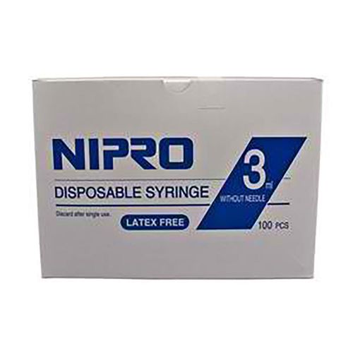 Nipro syringe 3ml - 100 per box. without needle for sale