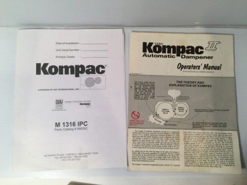 Varn KOPMAC II Automatic Dampener Operators Manual + M1316 IPC Parts Catalog