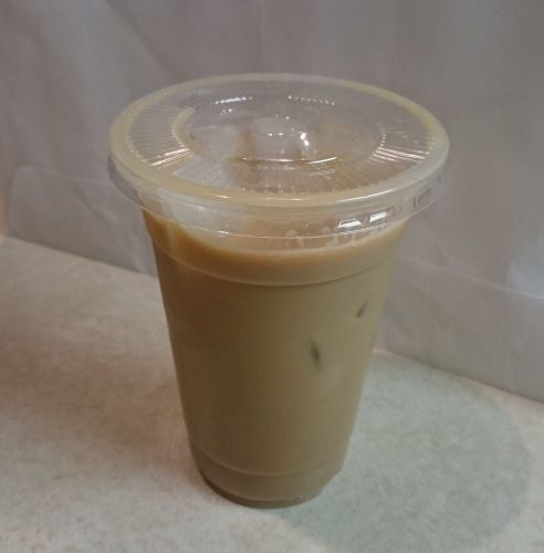 50pcs 16oz plastic clear cups with flat lids for iced coffee bubble boba tea for sale