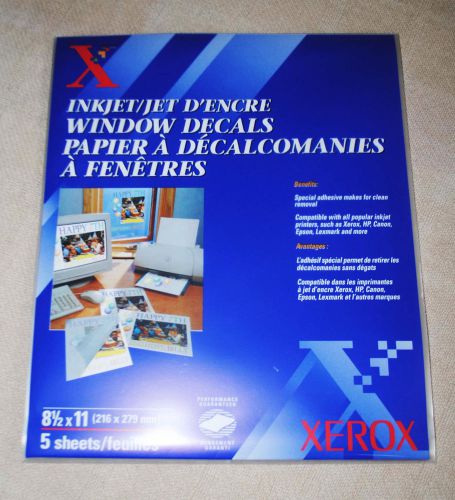 Xerox Inkjet Window Decals - 8 1/2 x 11 - 5 sheets per package - Sealed