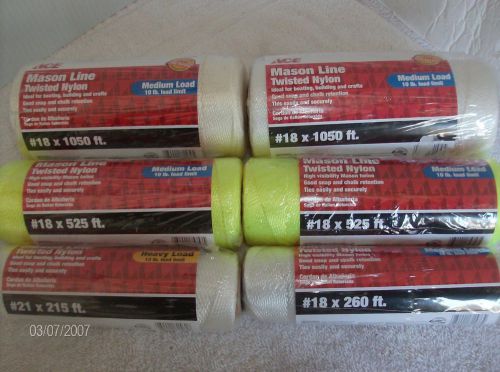 6 rolls masons twisted nylon line 3625&#039; total brick layer/or? all new in pkgs