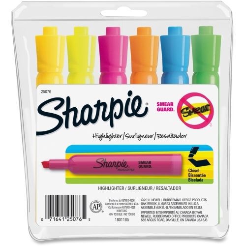 LOT OF 4 Sharpie Major Accent Highlighters-Chisel -Assorted Ink -6/Set-SAN25076