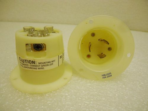 Hubbell HBL2325 AC Flanged Inlet NEMA L6-20 Male White