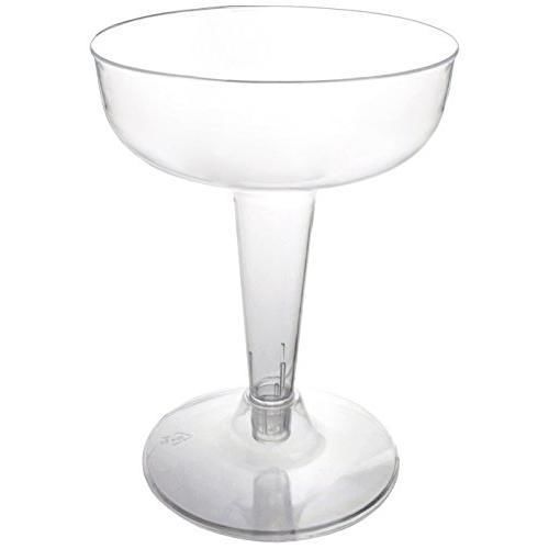 Party Essentials 40 Count Hard Plastic 2-Piece Champagne Glass Set, 4-Ounce, New