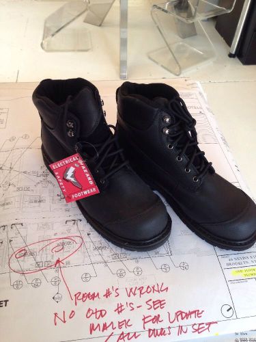 WORK BOOTS BLACK LEATHER-SAFETY BOOTS-UNUSED-Free Shipping