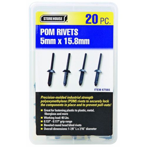 20 PC. POM RIVETS 5 mm x 15.8 mm /Great For Fastening Plastic Metal, Fiberglass