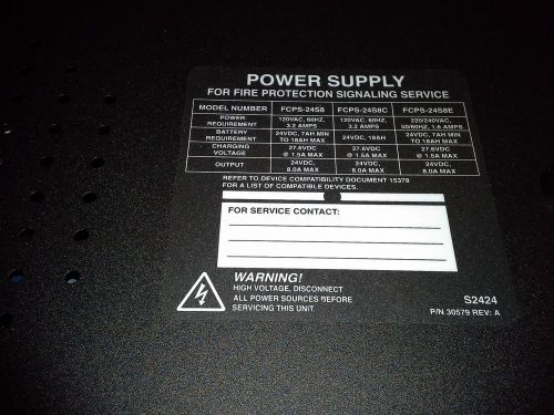 Honeywell Notifier FCPS-24S8 Remote Power Supply 8-Amp 24 Volt Fire Alarm