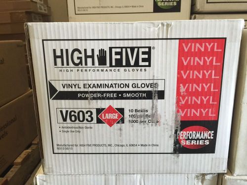 High Five Vinyl Exam Gloves, Large, V603 (Case of 10 boxes)