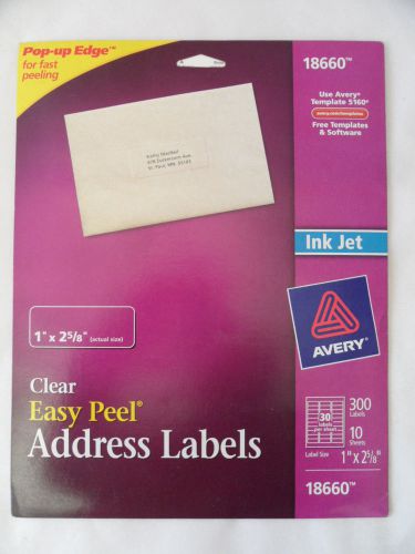 Avery Clear Easy Peel Address Labels 300 labels, 10 sheets (#18660)
