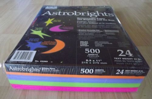 SEALED Wausau Paper Astrobrights Colored Paper 5 Colors 8 1/2&#034; x11&#034; 500 Sheets