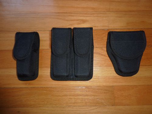 Bianchi patrol tek nylon duty belt set / double magazine, hand cuff,  oc holder for sale
