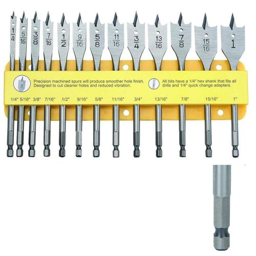 #29836 mechanic tool professional 13 piece spade bit set drill xtended spurs for sale