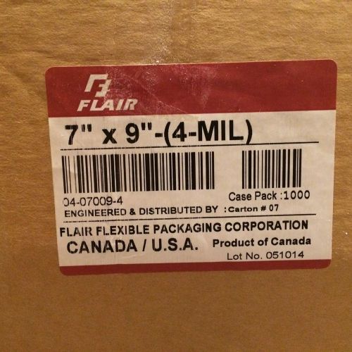 Flair Flexible Packaging Co Vacuum Packing Storage Bags 7&#034;x 9&#034; 1000 Count - NIB