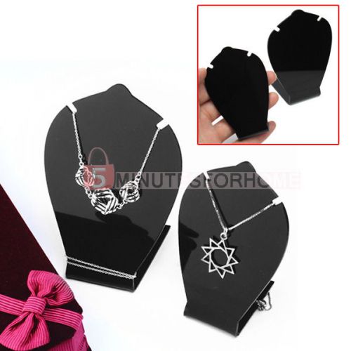 2 Black Jewelry Necklace Choker Display Stand Showcase Bust Neck Plastic