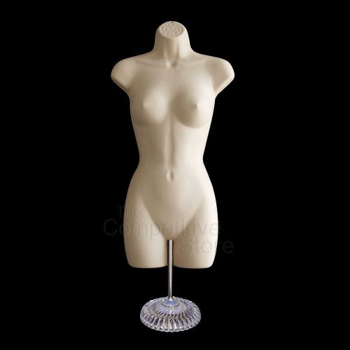 Flesh Female Dress Mannequin Countertop Form -Hips Long W/ Economic Plastic Base