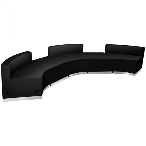 Alon Series Black Leather Reception Set, 5 Pieces (MF-ZB-803-810-SET-BK-GG)