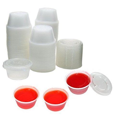 All4U 2oz Plastic Jello Shot Cups with Lids - 125ct Disposable