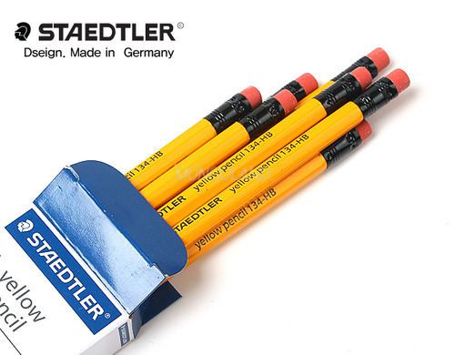 Staedtler Yellow Pencil HB 134 with Eraser Head 12 pcs 1 Dozen
