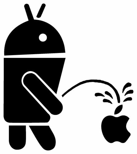 Android Pissing On Apple JDM Funny Vinyl Decal Car window Sticker truck 10 inch
