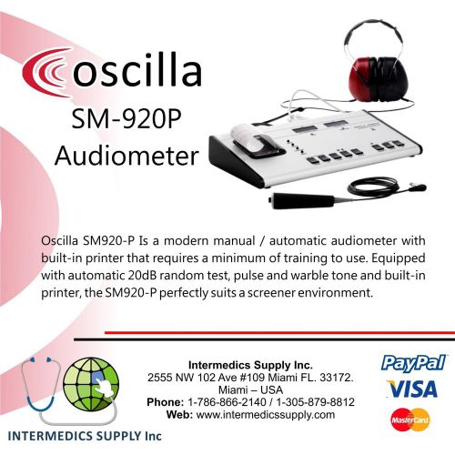 Oscilla sm920-p audiometer screnning with thermal printer /w  pc software for sale