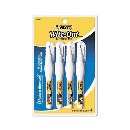 Bic corporation 8 ml wite-out shake &#039;n squeeze correction pen (4/pack) for sale