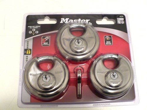 New master lock stainless lock-keyed alike trailer locks 40tri - 3 value pack for sale