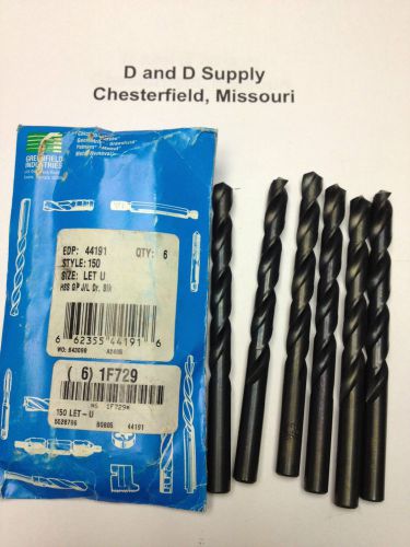 Lot of 6 chicago-latrobe let u 44191 hss gp jobber length drill bits, unused for sale
