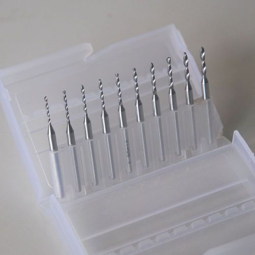 New 10 pcs carbide micro drill bits 1.1 to 2.0 mm for pcb?cnc for sale