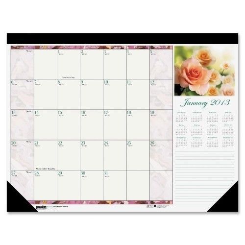 House of Doolittle Rose Desk Pad Calendar 22&#034; W x 17&#034; D