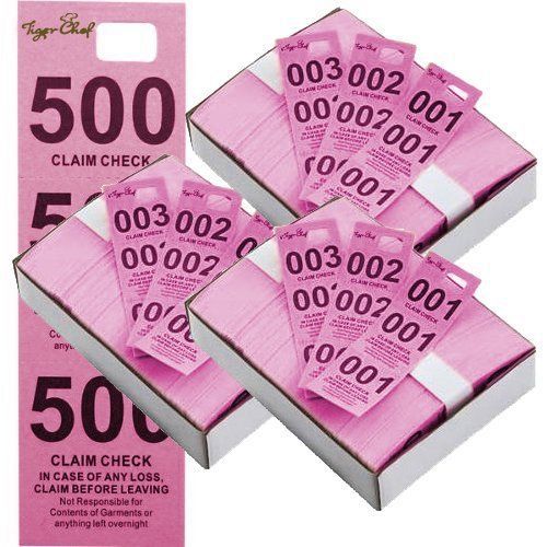 Tiger Chef Coat Checks  Colored Paper Coat Room Check Tags  Tickets 3-Part  500