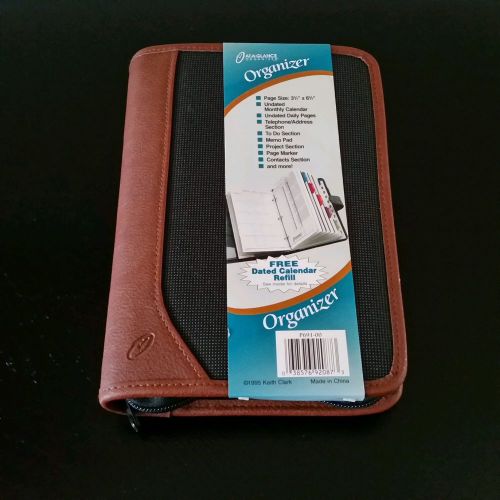 At-A-Glance Organizer Brown Zippered Case Daily Pages New
