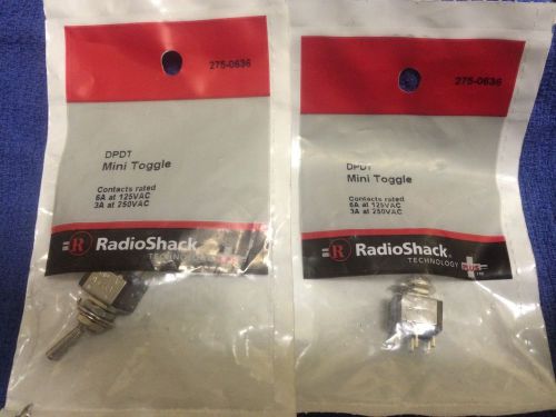 (2) Radio Shack 275-636 DPDT Mini Toggle Switches w/Flatted Lever 275-0636