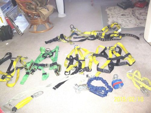 Construction harnesses lot of 6 harnesses &amp; 4 ropes,miller,ultra safe,guardian for sale