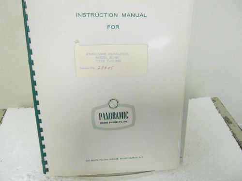 Panoramic Radio SC-8b, Type T-10, 000 Panoramic Panalyzor Instruction Manual