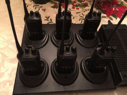 Six each cp200 xls 128ch with six bank gang charger for sale