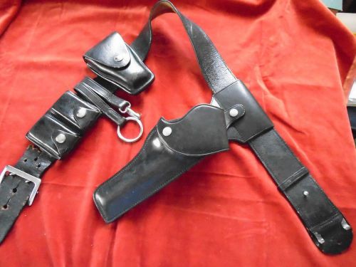 Vintage Los Angeles Police Leather  Belt Gun Lewis Leather Safariland Holster