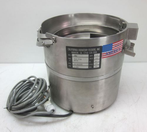 California 5556 10&#034; 1-ph parts feeder vibratory bowl 4-ppm  19-sec-rpm for sale