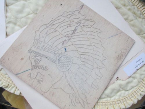 Engraving template indian chief head with feather headdress for sale