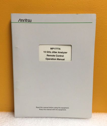 Anritsu M-W1498AE-2.0 1777A 10 GHz Jitter Analyzer Remote Operation Manual Vol 2