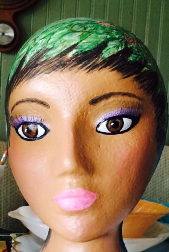 One Of A Kind Painted Styrofoam Mannequin Head For Hats &amp; Wigs