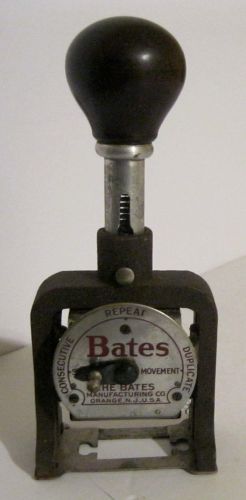Vtg BATES NUMBERING MACHINE STAMP w 6 WHEELS - Style E - Antique