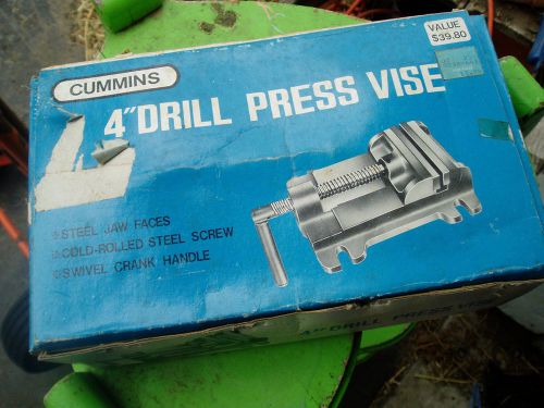 NIB Vintage Cummins 4&#034; Drill Press Vise, Vice w/ box, med. flat rate shipping