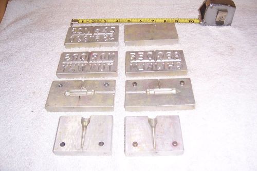 INJECTION MOLDS FOR PLASTIC, LOT OF 5, LETTERS, NUMBERS, TEE&#039;S, HANDLE