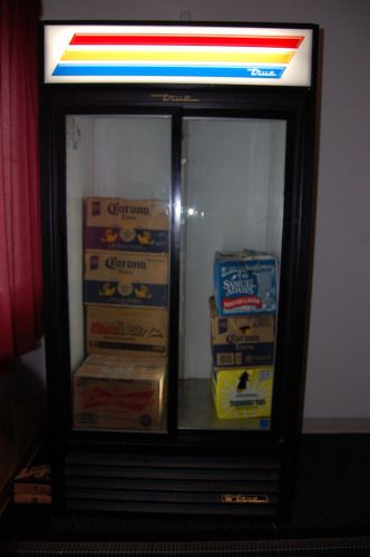 True cooler sliding glass door merchandiser with led lighting - 37 cu. ft. for sale